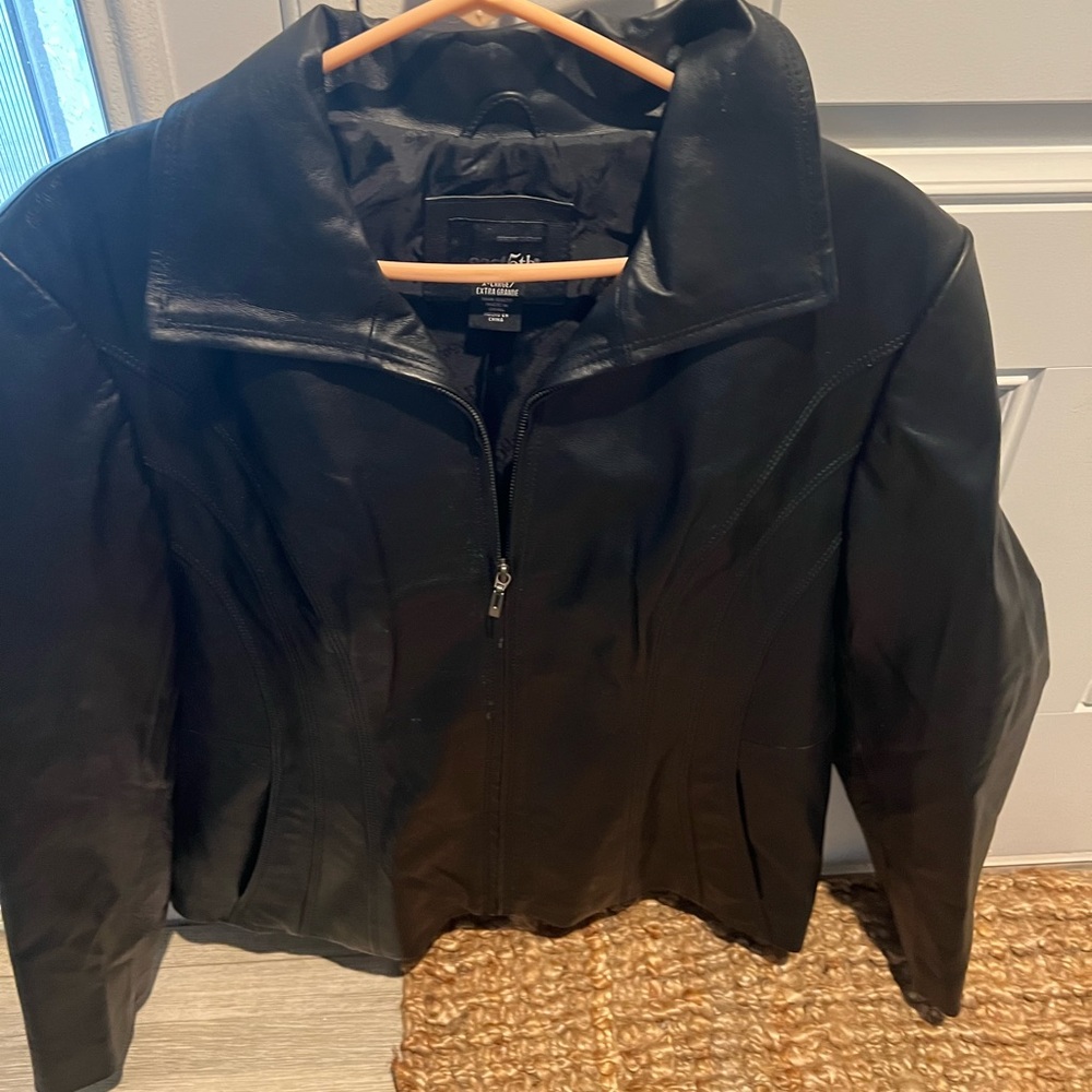 Black Leather jacket XL but cut small